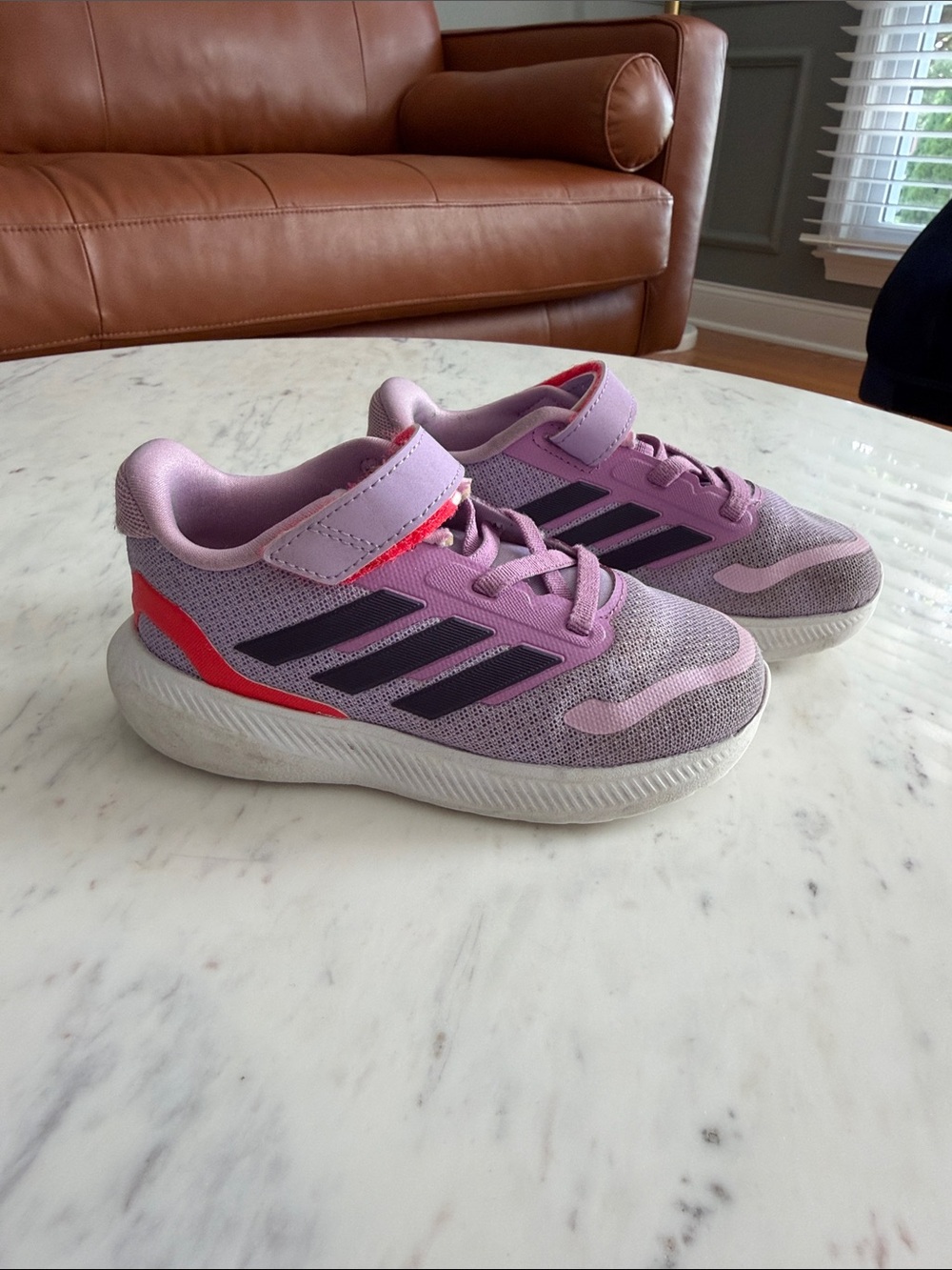 adidas Kids Purple Sneakers with Pink and Red Accents